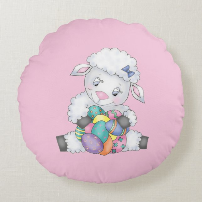 Osterlamm Rundes Kissen (Vorderseite)