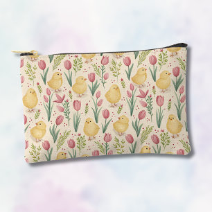 Osterliche Vintage-Gelbe Küken mit roten Tulpen Zubehörtasche