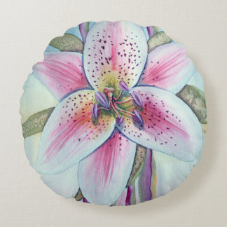 Osterlilien-Aquarell Rundes Kissen