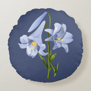 Osterlilien-Blumenstrauß Rundes Kissen