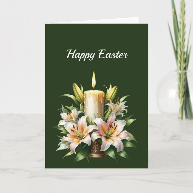 Osterlilies Candle Illustration Feiertagskarte (Vorderseite)