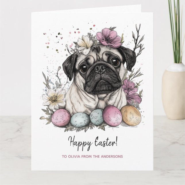 OsterMops niedlich rustikal botanisch floral Karte (Vorderseite)