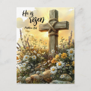 Ostermorgen-Kreuz mit strahlendem Sonnenaufgang  Feiertagspostkarte