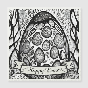 Ostermotiv b/w Cartoon mit Ostereiern 25024 Magnetkarte