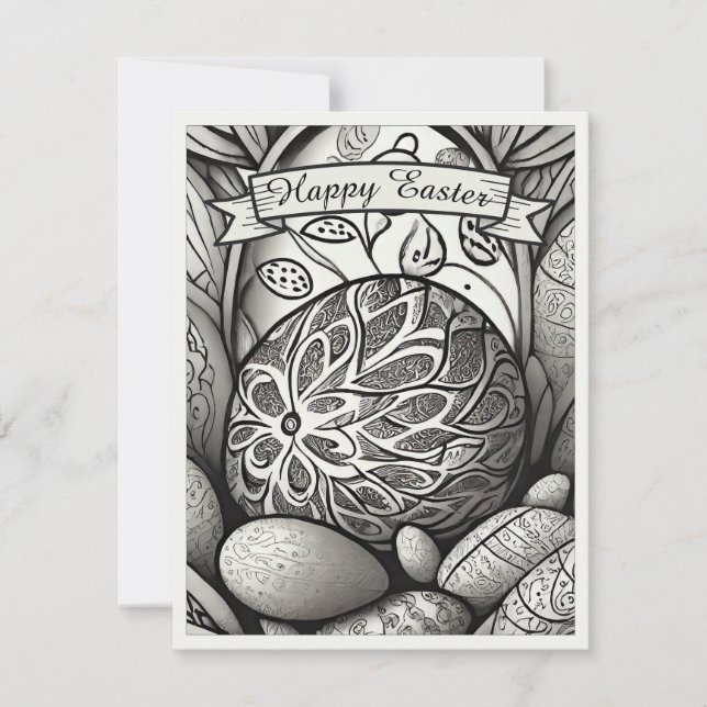 Ostermotiv b/w Cartoon mit Ostereiern 97330 (Vorderseite)
