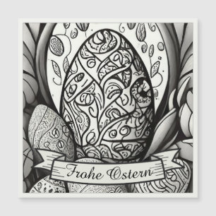 Ostermotiv monochrome Cartoon mit Ostereier 35730 Magnetkarte