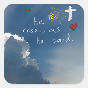 Ostern-Auferstehung ist er gestiegene Jesus-Rose Quadratischer Aufkleber