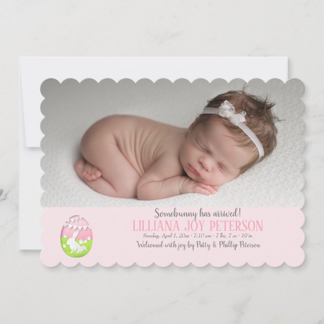 Ostern-Baby-Foto-Geburts-Mitteilung Feiertagskarte (Vorderseite)