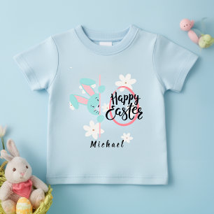 Ostern Blaues Kaninchen Personalisiertes T-Shirt
