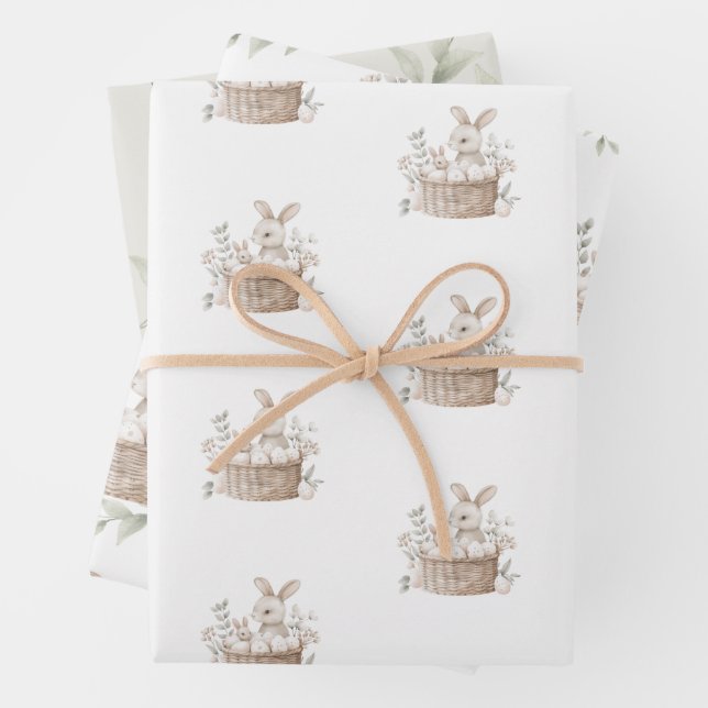 Ostern Brunch & Egg Hunt Bunny Basket mit Eiern Geschenkpapier Set (Beispiel)