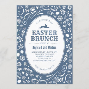 Ostern-Brunch in Denim-blauem Blumen Einladung