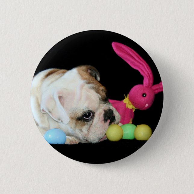 Ostern-Bulldoggenknopf Button (Vorderseite)