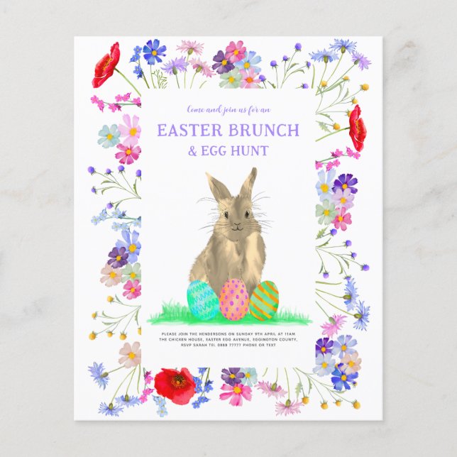 Ostern Bunch und Bunny Egg Hunt Blumengewerbe Flyer (Vorne)