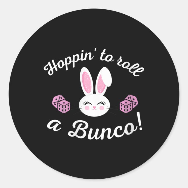 Ostern Bunco Hoppin zum Bunco Dice Bunny Runder Aufkleber (Vorderseite)