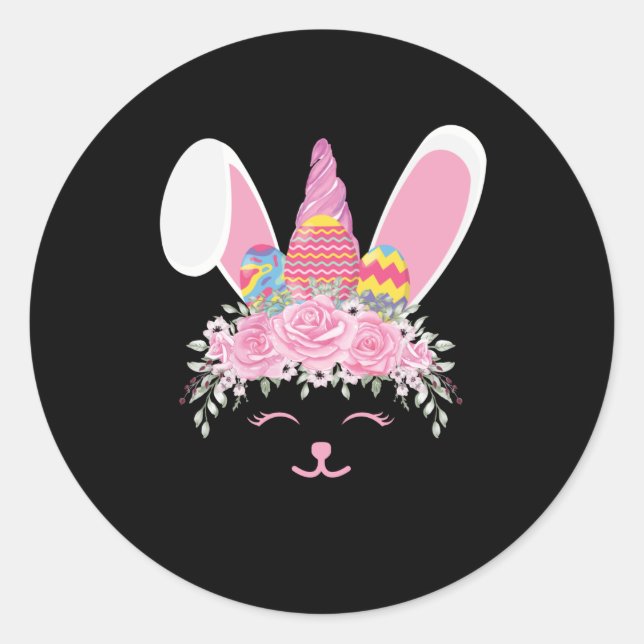 Ostern_Bunny-Einhorn-Kaninchen mit Ostereiern Runder Aufkleber (Vorderseite)