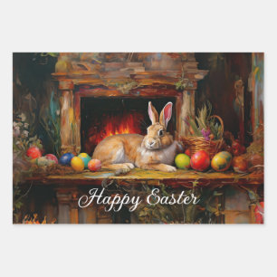 Ostern Bunny farbenfrohe Ostereier Happy Oster Geschenkpapier Set