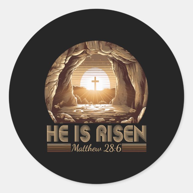 Ostern Christlich ist er riskiert Jesus leere Tomb Runder Aufkleber (Vorderseite)