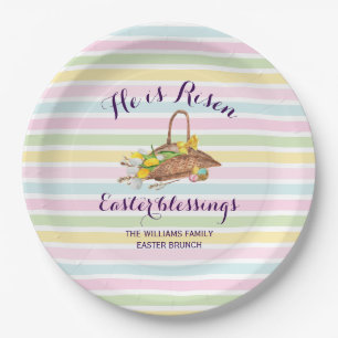 Ostern Custom Stripes Moderner Blumengarten Ostern Pappteller