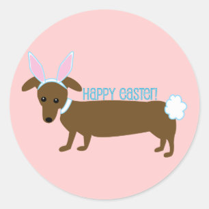 Ostern-Dackel-Häschen-Aufkleber Runder Aufkleber