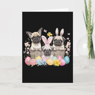 Ostern Drei Mops Süße Osterhasenohren Kunst  Karte