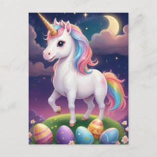 Ostern Einhorn bei magischer Nacht Postkarte