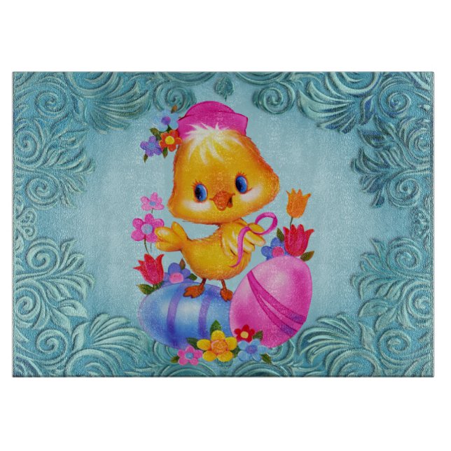 Ostern-Entenglasschneidenbrett Schneidebrett (Vorderseite)