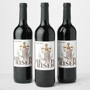 Ostern Er ist auferstanden Jesus Holzkreuz Bibel Weinetikett