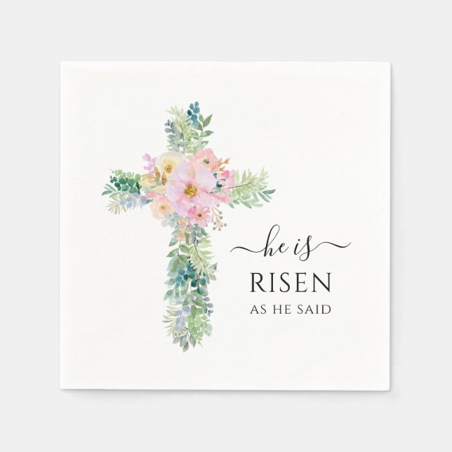 Ostern Er ist Risen Wasserfarbe Grünkreuz Serviette (Vorderseite)