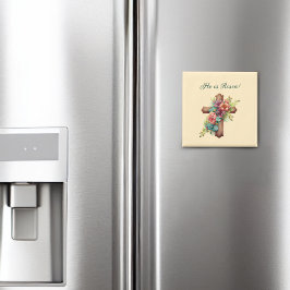 Ostern "Er ist Riser" Blumenkreuz Magnet