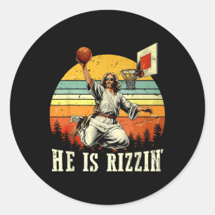 Ostern Er Ist Rizzin Christlich Religiöse Jungen K Runder Aufkleber