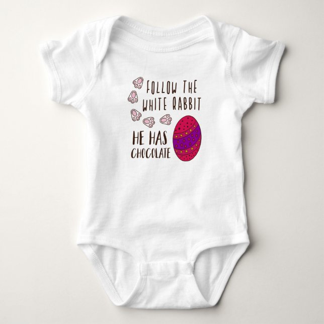 Ostern Folgen Sie dem Weißen Kaninchen Funny Spric Baby Strampler (Vorderseite)
