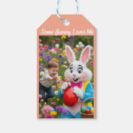 Ostern Foto von Hase und Kind Geschenkanhänger
