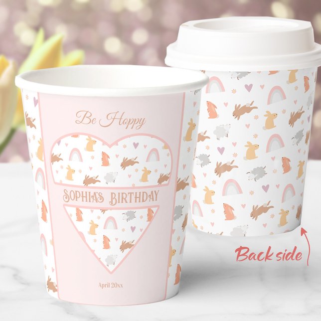 Ostern Frühjahr Geburtstag Sonntag Muster Personal Pappbecher (Easter Spring Birthday Bunny Pattern Personalized Paper Cups)