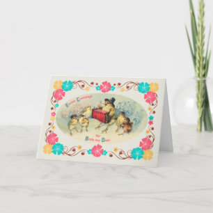 Ostern für beide Vater Vintage Musical Chicks Feiertagskarte