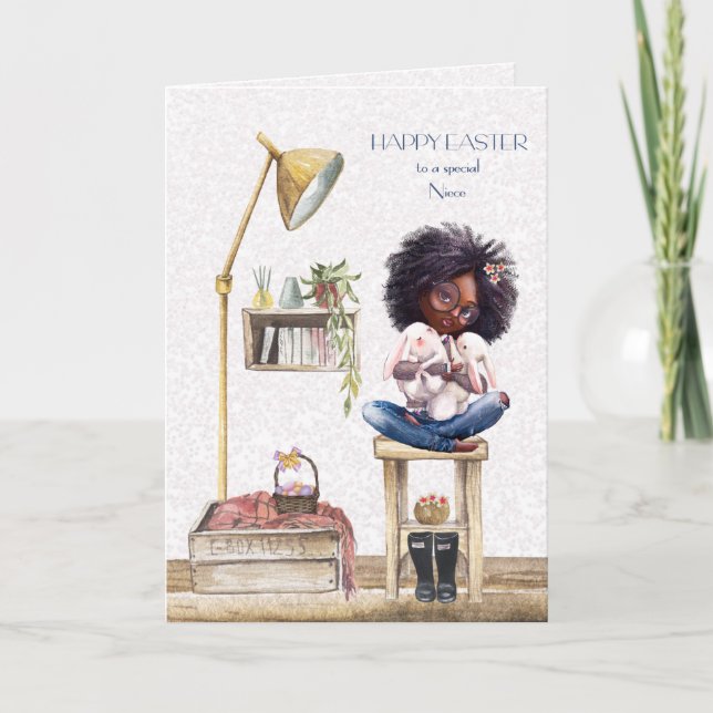 Ostern für das afrikanische Mädchen Karte (Vorderseite)