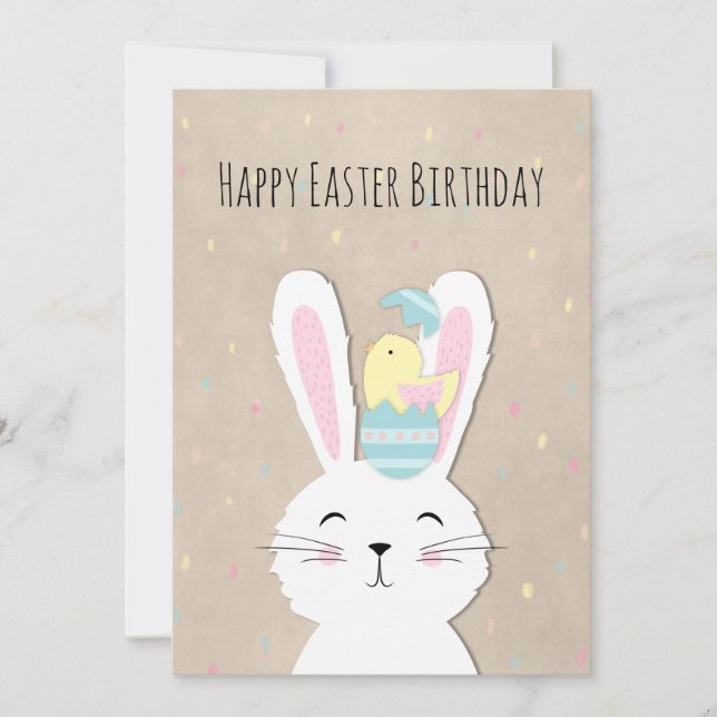 Ostern Geburtstag niedlicher Hasen und Eier (Vorderseite)