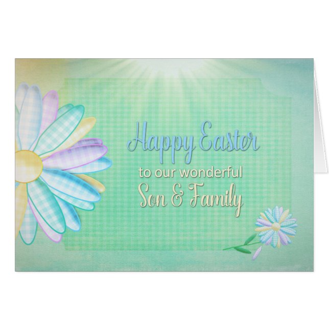 Ostern - Gingham Daisy - Sohn und Familie (Vorderseite (Horizontal))