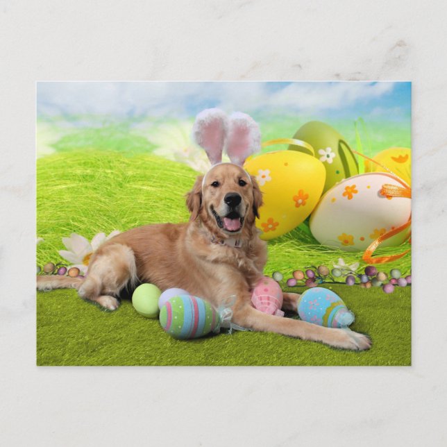 Ostern - Goldene Retriever - Frank Feiertagspostkarte (Vorderseite)