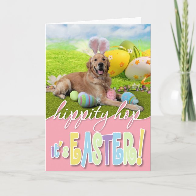 Ostern - goldener Retriever - Frank Feiertagskarte (Vorderseite)