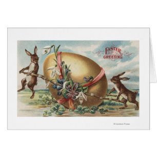 Ostern GreetingsRabbits durch ein verziertes Ei
