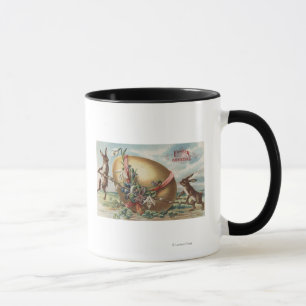 Ostern GreetingsRabbits durch ein verziertes Ei Tasse