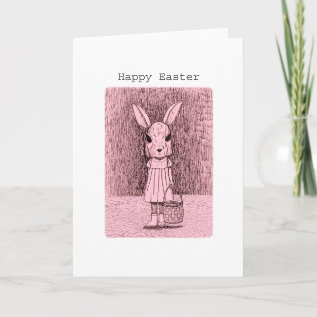 Ostern Gruß Bunny Girl Weiß Gotische Kunst Ostern Karte (Vorderseite)
