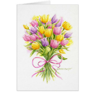 Ostern-Gruß-Karten-schöner Tulpe-Blumenstrauß