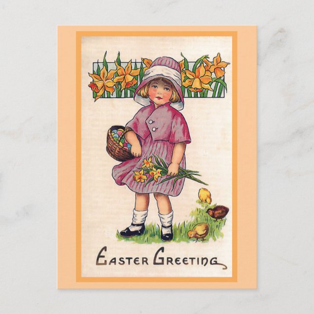 Ostern-Gruß-Vintage Ostern-Illustration Feiertagspostkarte (Vorderseite)