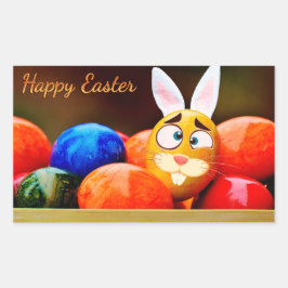 Ostern - "Happy Oaster" - Sonne/Eier Rechteckiger Aufkleber