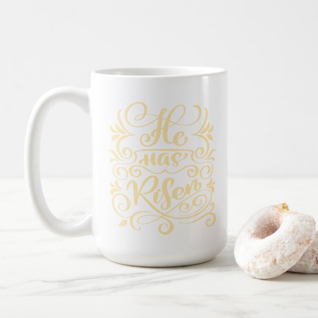 Ostern hat er Christliche Script Pastel gelb Kaffeetasse (Mit Donut)