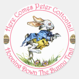 Ostern - Hier kommt Peter Cottontail Runder Aufkleber