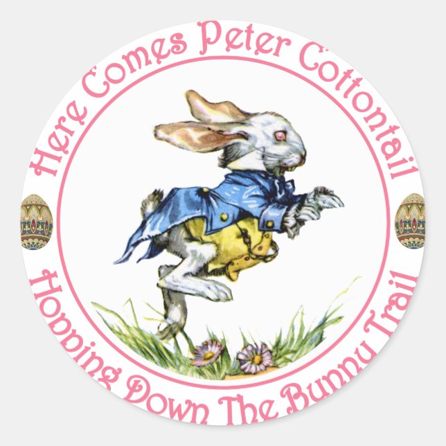 Ostern - Hier kommt Peter Cottontail Runder Aufkleber (Vorderseite)