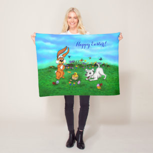 Ostern - Hündchen Kapuzinerkolben und Küken Fleecedecke