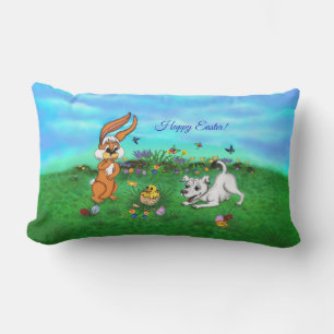 Ostern - Hündchen Kapuzinerkolben und Küken Kissen Für Draußen